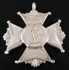 ANTIQUE VICTORIAN SILVER MALTESE CROSS POCKET WATCH FOB CRICKET MEDAL 1897 picture