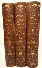 1898 Ruskin STONES OF VENICE 3 Vols Oxford Binding Art Nouveau Gilt Morocco picture