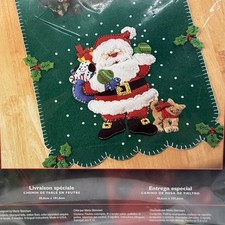 Vintage Bucilla Special Delivery Felt Christmas Santa Table Runner Kit Sealed picture