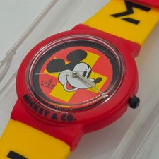 VINTAGE Lorus NOS Mickey Mouse Watch New In Box Red & Yellow 1980s Disney picture