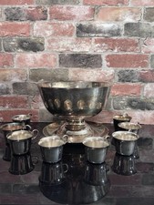 Vintage Gorham Silverplate Paul Revere 10 Pc Punch Bowl Set YC55 picture