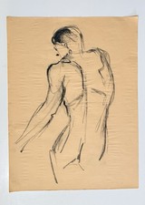 Vintage Academic Figure Study Charcoal Pencil Drawing Sketch Man Male Gay Int picture