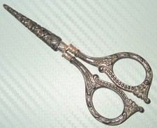 Rare Antique Victorian Medieval Sewing Scissors With Sheath Sleeve picture