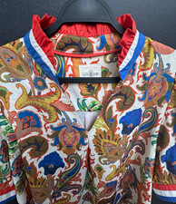 Umgee Multicolor Paisley V-Neck Puff Sleeve Ruffle Blouse Top Women’s L K1589 picture