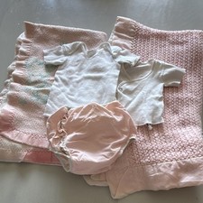 Baby Lot Gerber Toddler Time Dorsey 5pc 2 Blankets Pink White  Vintage Satin picture