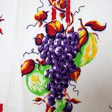 Vintage Feedsack Fabric 1940s Old FULL SACK Fruits Toweling Border 44x36 picture