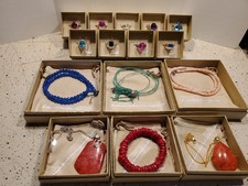 15 circa 2010 JTV .925 Semi-Precious Gemstones 9 Rings, 5 Necklaces, 1 Bracelet picture