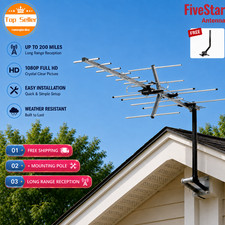 Yagi Outdoor HDTV Antenna 200 Mile Range Attic Roof Mount UHF VHF Digital TV picture
