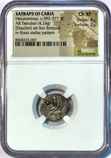 392-377 BC Satraps Of Caria Hecatomnus Ancient Greek Silver Tetrobol NGC Ch XF picture