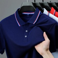 Men's Solid Polo Shirt Breathable Summer Beach Business Casual Tee Tshirt Gift picture