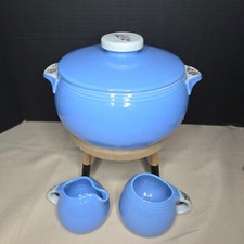 VTG Hall's Superior kitchenware  Ceramic Casserole Dish W/ Lid and Creamer Set picture