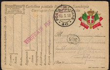 Italy WWI 1918 Military Postcard w/Magenta Censor H/S & Torino Imprint VERY RARE picture