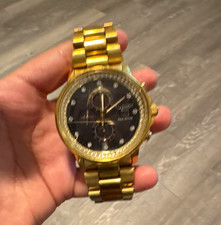 Citizen Eco-Drive Chronograph Date Gold-Tone Bracelet Black Dial 44mm picture