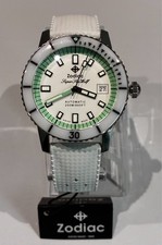 Zodiac Super Sea Wolf Diver Automatic White Teal Dial Rubber Watch ZO9309 $1589  picture