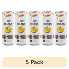 5 pack Celsius Essential Energy Drink 12 fl oz, Peach Mango Green Tea picture