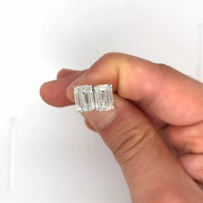 3.00 CTW Emerald Cut E VS1 Lab Grown Diamond Stud Earrings 14K White Gold IGI picture