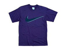 Nike Vintage 90s Big Swoosh Made in USA Purple Graphic T-Shirt, Men's Medium picture
