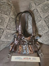 Kathy Van Zeeland Paisley Satchel Top Handle Brown/Blue Zip Buckle Charm Pockets picture