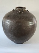 12th Century Antique Chinese Ceramic Storage Jar Song-Yuan Dynasty Brown Glazed  picture