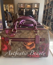NWT Coach Rowan Satchel Bag Rose Print Signature Canvas Crossbody picture