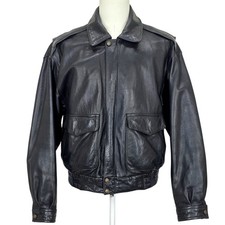 Vintage Wilsons Adventure Bound Mens L Leather Bomber Map Liner Thinsulate Black picture