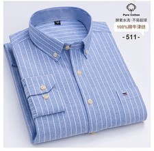 Mens Oxford Shirts Formal Business Long Sleeves Cotton Casual Dress Shirts Tops picture