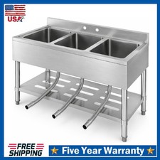 Commercial Kitchen Sink ,Freestanding 3-Compartment Stainless Steel Utility Sink picture