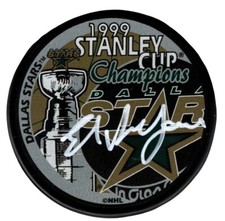 Ed Belfour Signed 1999 Stanley Cup Dallas Stars Puck Beckett Witness BAS COA picture