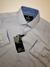 New Mens Tom Baine Shirt M Geometric Button Slim Fit Performance 4 Way Stretch picture