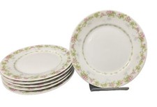 William Guerin Limoges Cake Plate Bread Dish Pink Green Floral 7.5