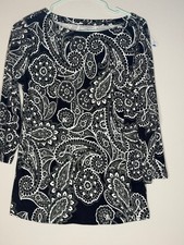 Chico's women's black white paisley sleeve top picture