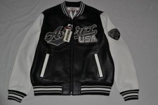 SALE AUTHENTIC MENS AVIREX SCRIPT USA VARSITY Leather BOMBER Jacket BLACK NEW picture