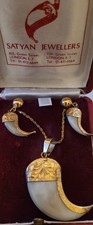 Victorian Rare Claw Pendant and Earrings in 15K Gold/Satyan Jewellers picture
