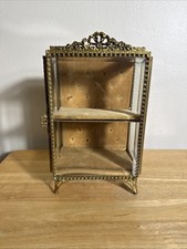 Vintage French Gilt Gold  Miniture Crystal Shadow Box Vitrine Jewelry Display picture