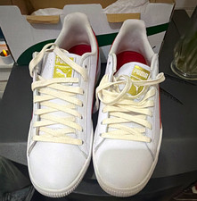 PUMA Clyde Core L Foil Low Top Lace-Up Sneakers White/Red/Gold 364669-03 picture