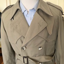 Vintage 1980s Double Breasted Trench Coat 40r Cortefiel Epaulette Belted picture