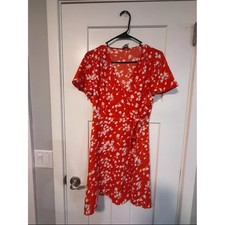 J. Crew Red and White Floral Wrap Dress picture