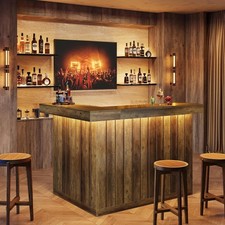 L Shaped Bar Table with Storage Shelves Industrial 4-Tier Corner Home Bar Unit picture