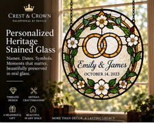 Personalized Heritage Stained Glass | Custom Surname, Monogram & Milestone Panel picture