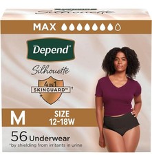 M Depend Silhouette Incontinence &Postpartum Bladder Leak Underwear, M, 56 Count picture