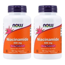 2 x NOW Niacinamide Vitamin B 3 500 mg Energy Production 100 Veg Capsules picture