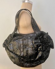 PURE black genuine snakeskin large shoulder bag~PURSE~12