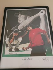 Tiger Woods Lithograph, Framed Portrait By Tim Cortes picture