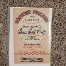 1934 Tigers vs Cardinals Exhibition Game Souvenir Program Scorecard picture