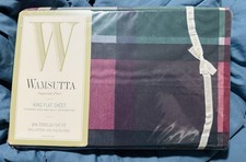 VTG Wamsutta Supercale Plus King Flat Sheet Tyler Plaid Hunter 200 TC NOS USA picture
