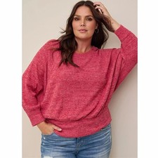 Torrid WOMENS SIZE 1X Rib Red Crewneck Batwing Sweatshirt picture