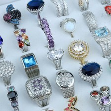 20Pcs Mixed Crystal Rings Bulk Wholesale Fashion Jewelry For Women New US picture