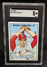 Steve Carlton 1967 Topps Baseball Card SGC 5 2nd Year Card picture