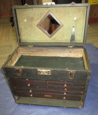 Vintage H Gerstner & Sons 7 Drawer Wood Leatherette Machinist Chest Tool Box 40s picture
