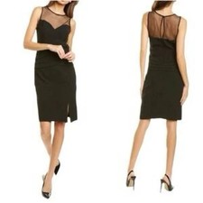 New Aidan Mattox Women’s Black Illusion Pleated Fit  Flare Cocktail Dress Sz. 6 picture